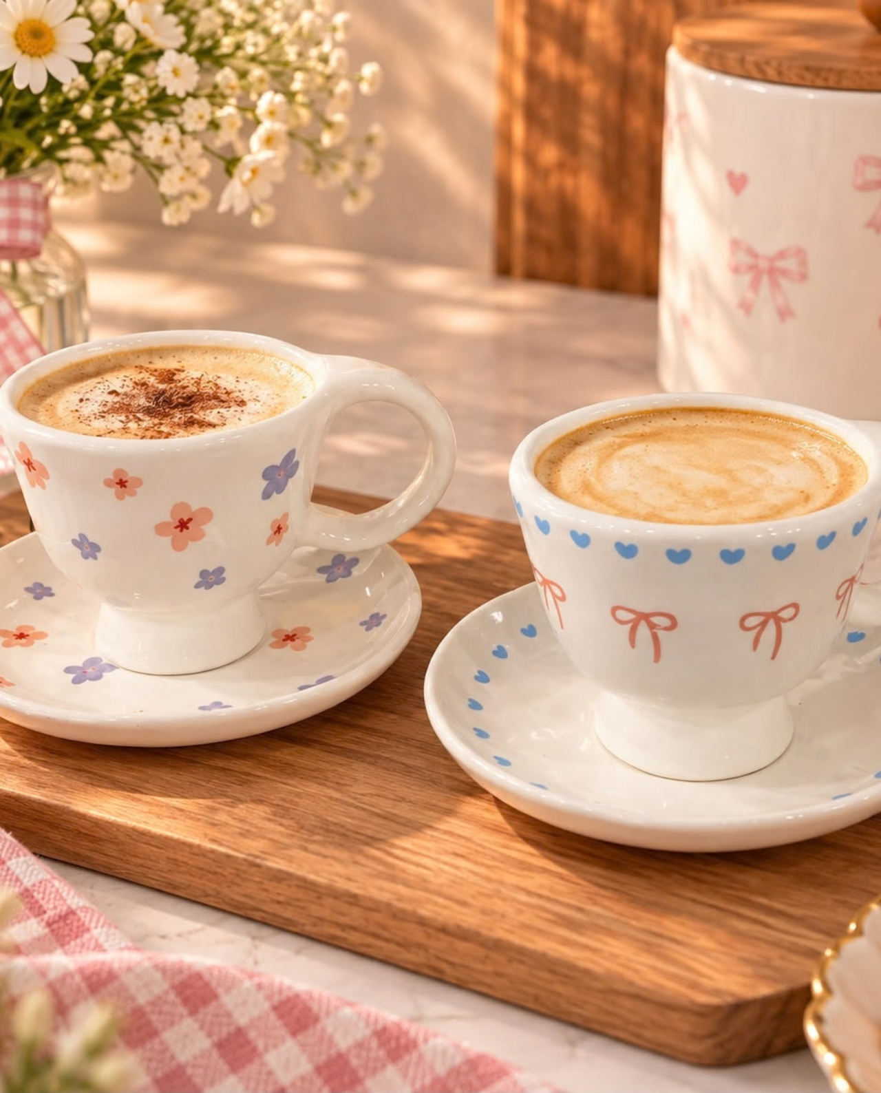Cute Floral & Bow Cup with Saucer