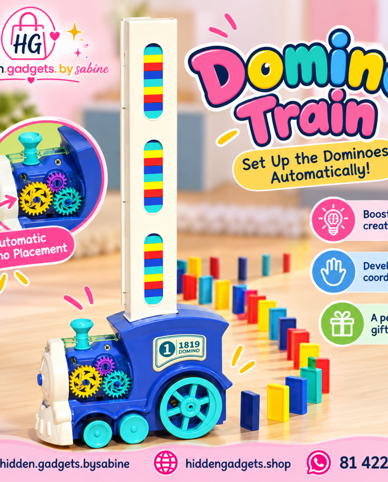 Automatic Domino Train Toy for Kids